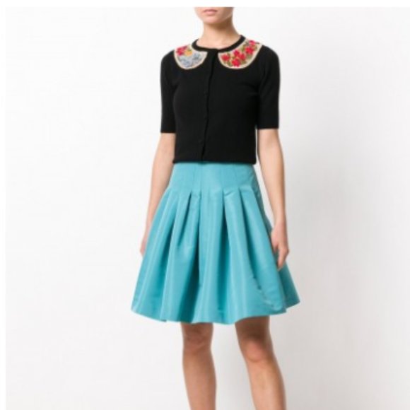 RED VALENTINO Brand Pleated Skirt in Blue